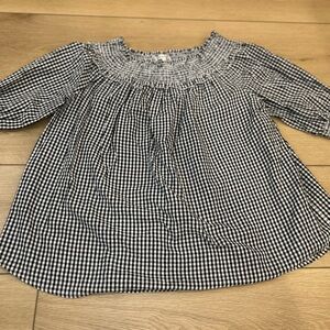 Mirror Image Black and White Gingham Smocked Blouse size large
